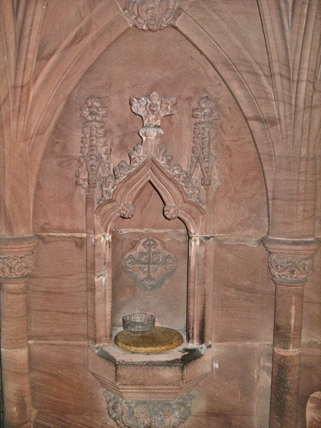 Holy water stoup in south porch (Image: Nicholas Callinan)