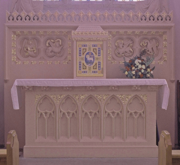 Pugin's high altar with original reredos but the altar proper reduced in length as a result of a fire (Image: Brian Andrews)