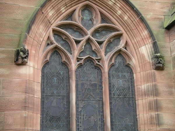 Annunciation bosses on Lady chapel north window (Image: Nicholas Callinan)