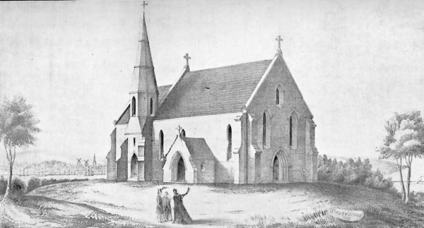 An engraving of the completed church in 1850