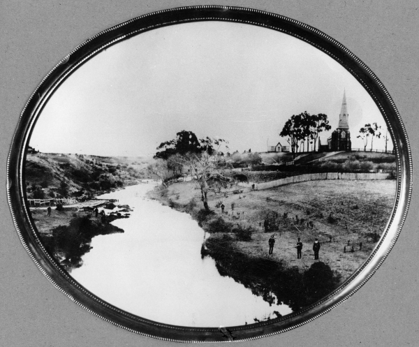 General view from north west, taken from Richmond bridge over Coal River, 1859-1880 (Image: Richmond Parish)
