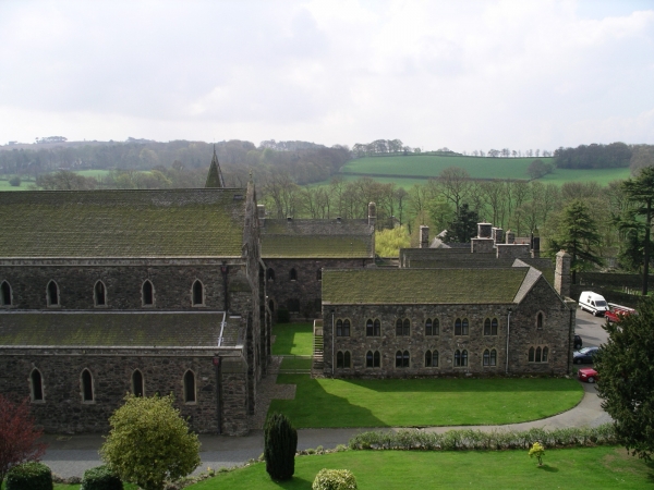Abbey church monk's nave at left with guest house at right (Image: Nicholas Callinan)