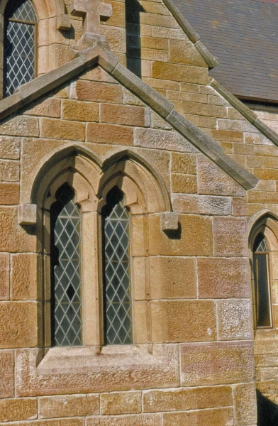 Original chancel north window set into later porch (Image: Brian Andrews)