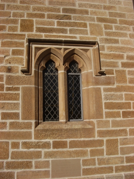 Original sacristy window set in porch wall of 1934 enlargement (Image: Jude Andrews)