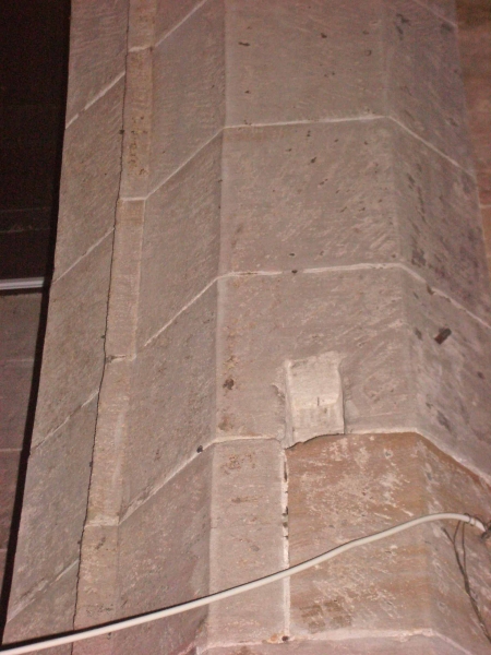 Notch in chancel arch where rood screen was formerly attached (Image: Brian Andrews)